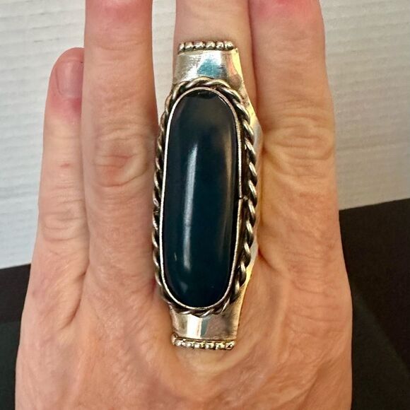 Silver plated w/simulated denim lapis stone - Picture 1 of 4